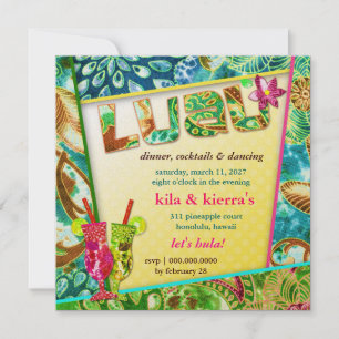 Invitación 311 Lushious Luau Invitation Golden Metallic