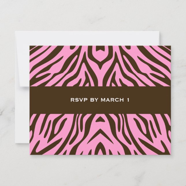 Invitación 311-Luxuriosamente Rosa N Brown Zebra RSVP (Anverso)