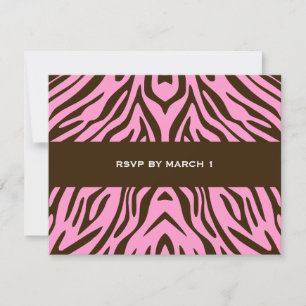 Invitación 311-Luxuriosamente Rosa N Brown Zebra RSVP