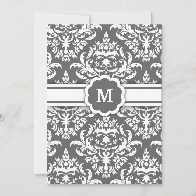 Invitación 311-Marissa Monograma Damask Carbón (Anverso)
