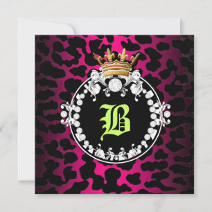 Invitación 311 Medallón de diamante Leopardo Lime Caliente Ro
