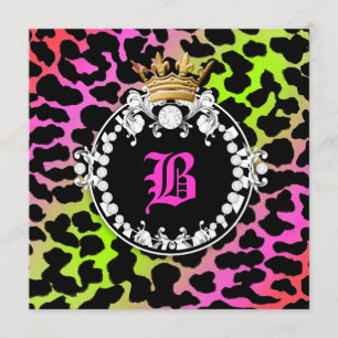 Invitación 311 Medallón de diamante leopardo Neon Cherry