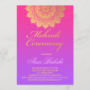 Invitación 311 Mendhi Ceremonia Pink Purple Ombre