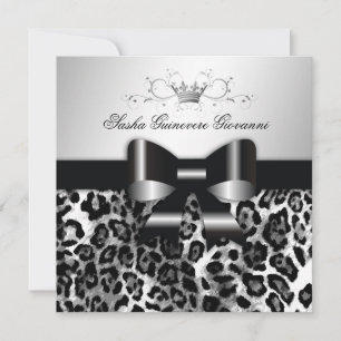 Invitación 311- Moda Black Leopard Bow Dulce 16