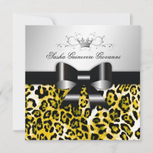 Invitación 311- Moda de leopardo amarillo caliente  Dulce 16
