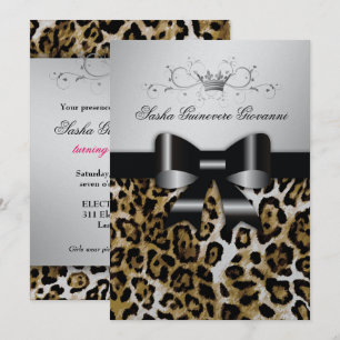 Invitación 311 Moda de leopardo marrón compás las 5 horas, lo