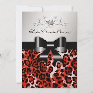 Invitación 311 Moda de leopardo rojo cereza  Oro metálico