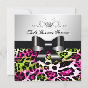 Invitación 311- Moda de leopardo rojo vivo Dulce 16