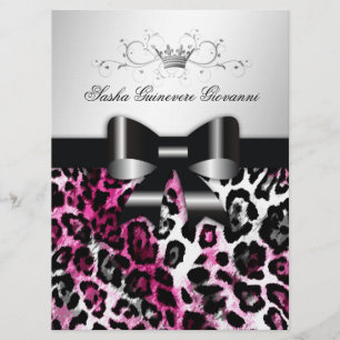 Invitación 311 Moda Leopardo Rosado caliente Bow Metálico