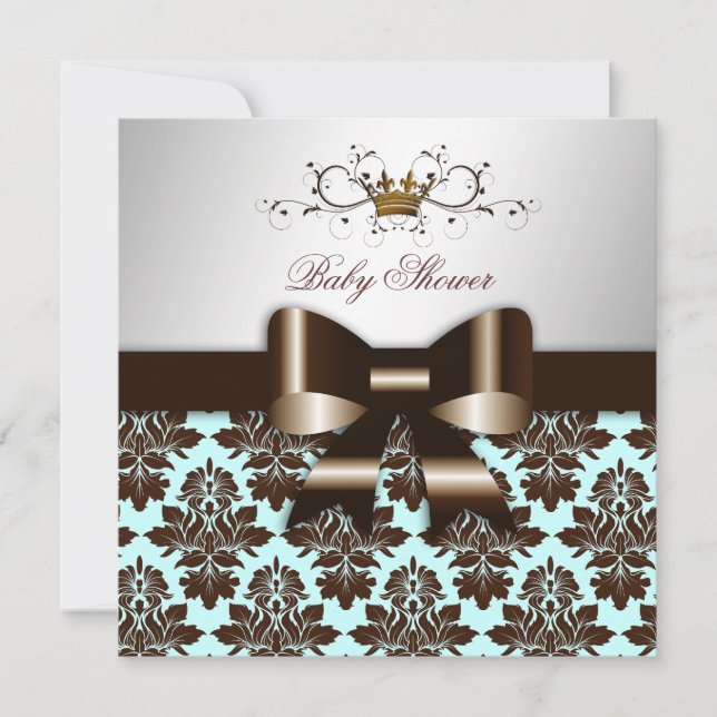 Invitación 311 Negro Brown Damask Blue Brown (Anverso)