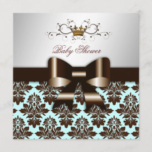Invitación 311 Negro Brown Damask Blue Brown