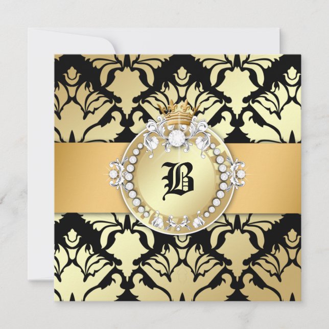 Invitación 311 negro fabuloso de la reina del reflejo del (Anverso)