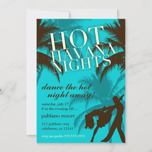 Invitación 311 noches calurosas en La Habana Aqua Brown invit (Anverso)