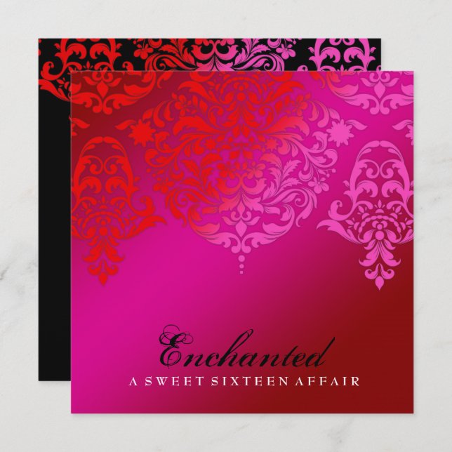 Invitación 311 Papel metálico encantado de cerámica Damask (Anverso / Reverso)