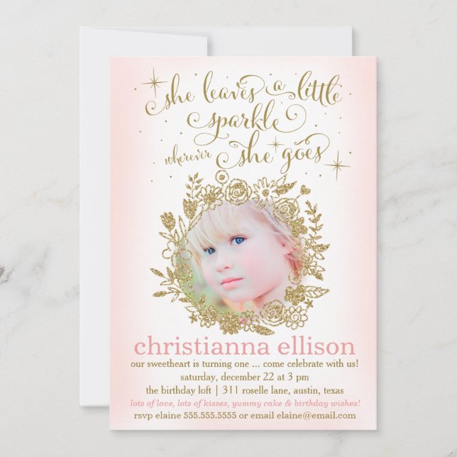 Invitación 311 Peach Deja Un Poco De Flor De Espuma (Anverso)