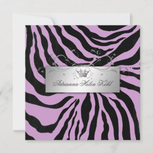 Invitación 311-Plata Lingerie de cebra morada divina