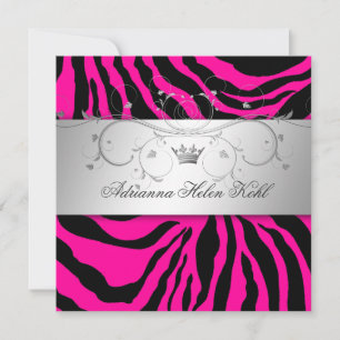 Invitación 311-Plata Lingerie De Cebra Rosa