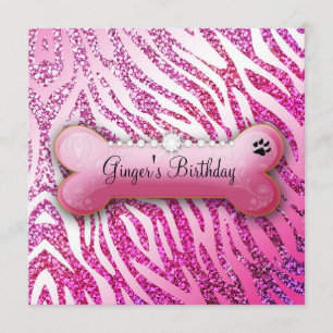 Invitación 311 Purpurina invitado de cumpleaños posch Zebra