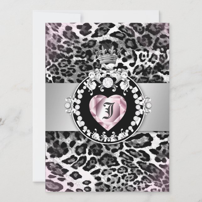 Invitación 311 Reina de corazón leopardo 5.5x7.5 (Anverso)