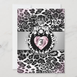 Invitación 311 Reina de corazón leopardo 5.5x7.5