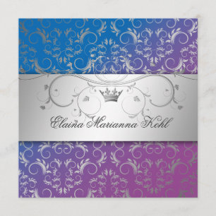 Invitación 311-Silver adivinan el dulce azul 16 de la dicha