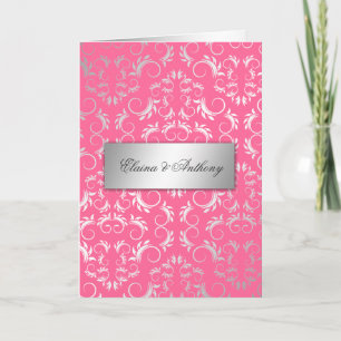 Invitación 311-Silver adivinan rosa color de rosa