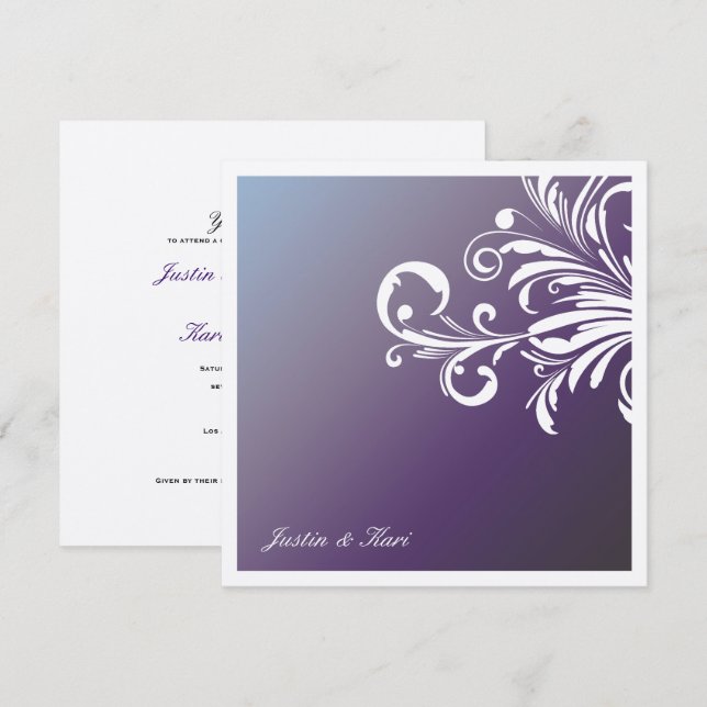 Invitación 311-Swanky remolina Trim_Hydrangea metálico (Anverso / Reverso)