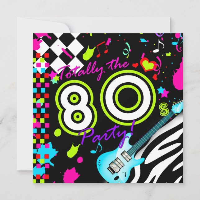 Invitación 311 totalmente el fiesta de los años 80 - guitarra (Anverso)