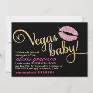 Invitación 311 Vegas Baby Glitzy Kiss Metálico