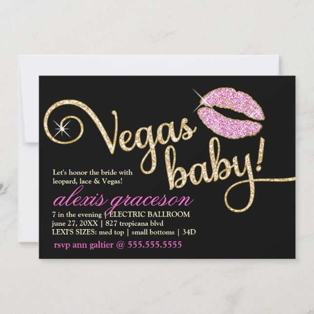 Invitación 311 Vegas Baby Sparkle Kiss Metálico (Anverso)