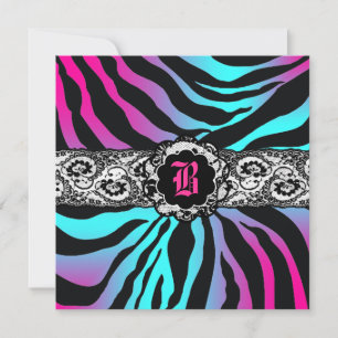 Invitación 311 Zees Safari Electric Blue Black Stripes