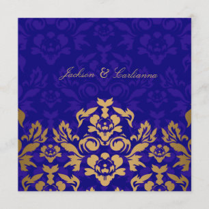 Invitación 311Golden Flame Square Royal Blue Gold