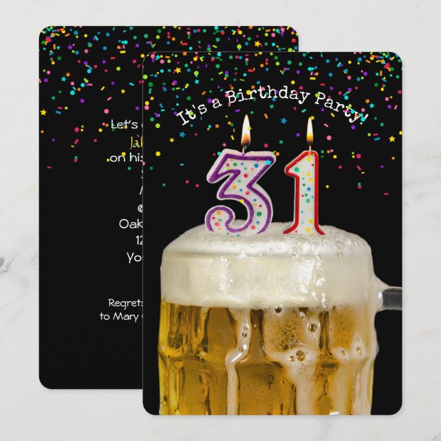 Invitación 31.ª Fiesta de Cervezas de Cumpleaños (Anverso / Reverso)