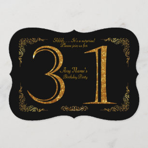 Invitación 31.ª fiesta de cumpleaños 31,gran Gatsby,negro y o
