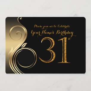 Invitación 31,Invitación por cumpleaños,Número Purpurina Gold