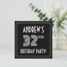 32ª fiesta de cumpleaños: estilo Art Deco con nomb