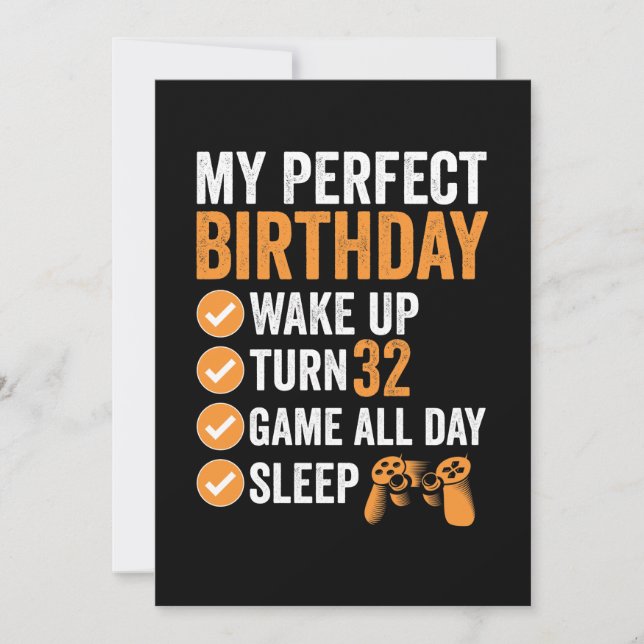 Invitación 32º Turno 32 Mi Cumpleaños Perfecto de Juegos (Anverso)