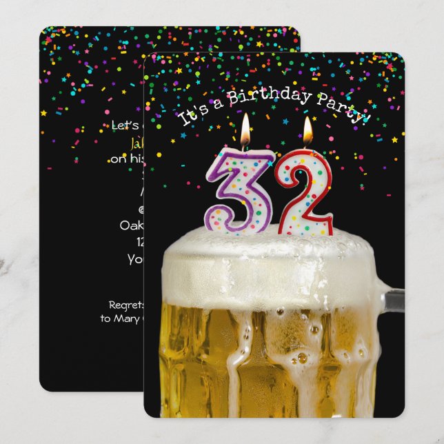 Invitación 32.ª Fiesta de Cervezas de Cumpleaños (Anverso / Reverso)