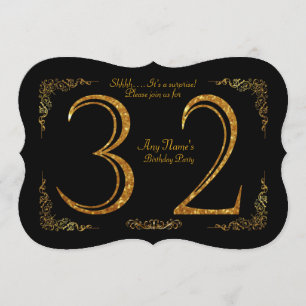 Invitación 32.ª fiesta de cumpleaños 32.ª gran Gatsby, negro 
