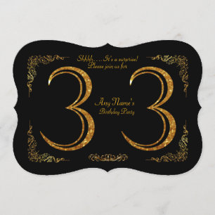 Invitación 33.ª fiesta de cumpleaños 33.ª, gran Gatsby, negro