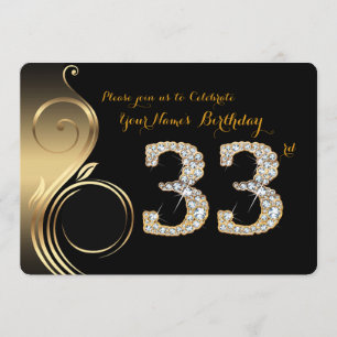 Invitación 33,Invitación por cumpleaños,Diamante número,Foto