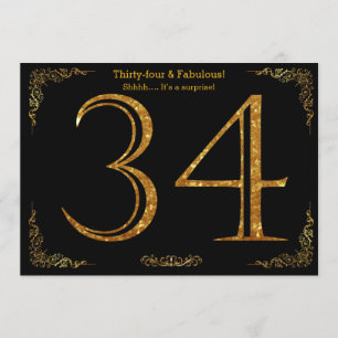Invitación 34to Fiesta de cumpleaños, styl de Gatsby,
