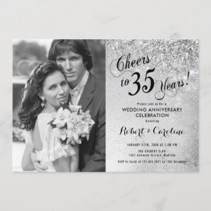 Invitación 35º Aniversario con Foto - Plata