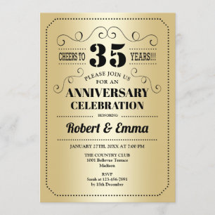 Invitación 35º Aniversario de Boda - Dorado Negro