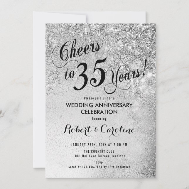Invitación 35º Aniversario de Boda Plata (Anverso)