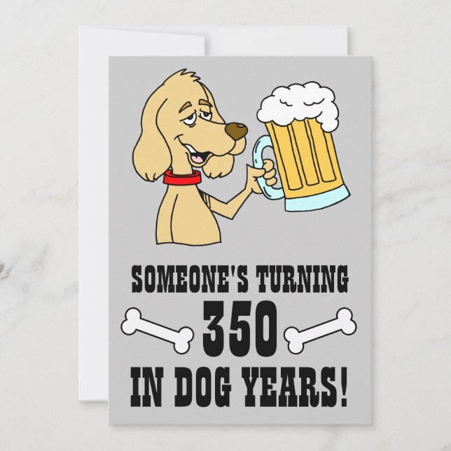 Invitación 350 años de perro 50 cumpleaños invitado (Anverso)