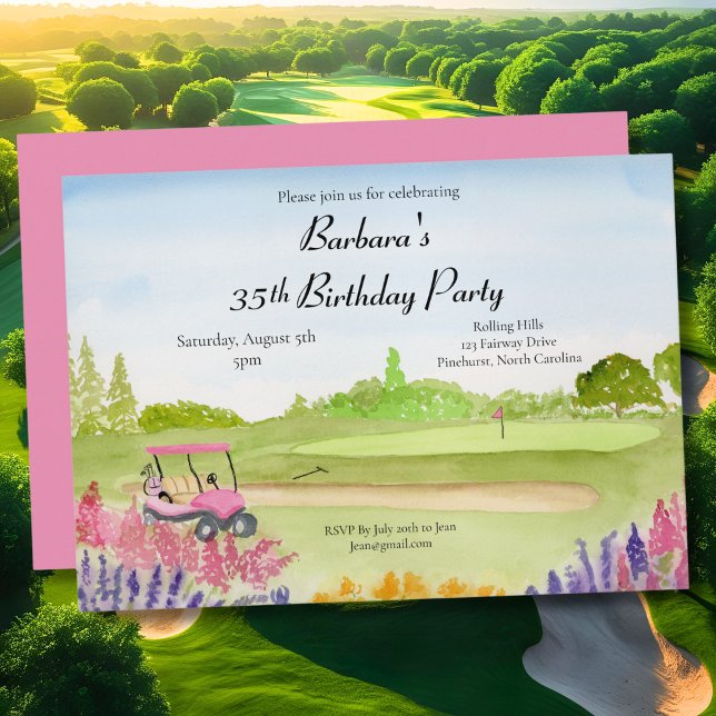 Invitación 35.ª fiesta de cumpleaños Campo de golf Carro de G (Subido por el creador)