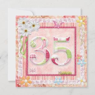 Invitación 35.ª fiesta de cumpleaños estilo scrapbooking