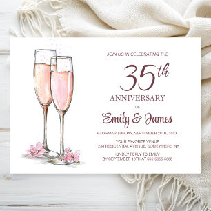 Invitación 35.º Aniversario Boda Champagne