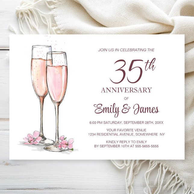 Invitación 35.º Aniversario Boda Champagne (Subido por el creador)